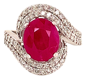 Natural Ruby Diamond Ring 14k Gold 6.32 TCW GIA Certified