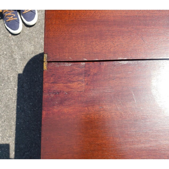 1920s Mahogany and Satinwood Inlaid Federal Style Fold-Top Console or Card Table For Sale - Image 9 of 11