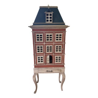Vintage Hand-Painted French Château Dollhouse Cabinet For Sale