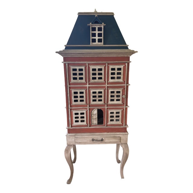 Vintage Hand-Painted French Château Dollhouse Cabinet For Sale