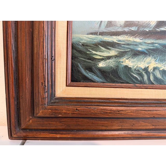 Renato Longanesi - Original Vintage Oil Painting Clipper Ship Stormy Sea Framed For Sale - Image 9 of 12