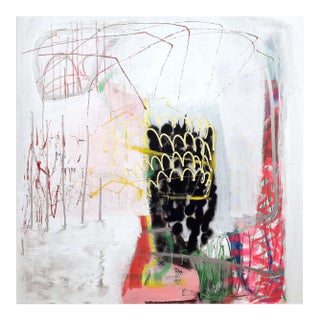 Contemporary Abstract Acrylic, Spray Paint on Canvas Painting "Ananas Spritz" by Ludovic Dervillez For Sale