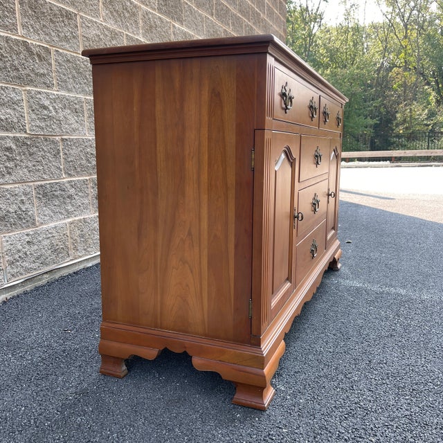 Wood Vintage Georgetown Galleries by Ritter Chippendale Solid Cherry 5 Drawer Buffet For Sale - Image 7 of 13