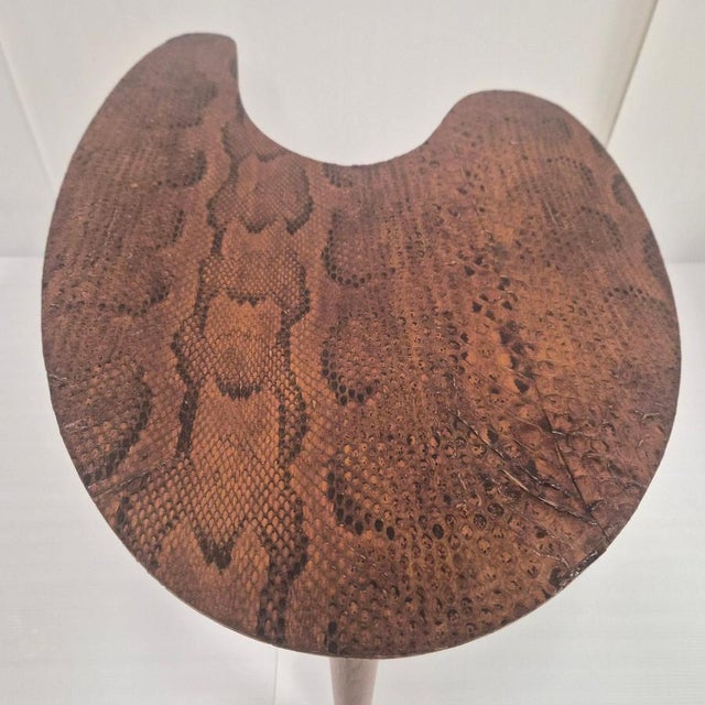 Vintage Tripod Side Table in Imitation Snake Skin, 1950s For Sale - Image 6 of 10