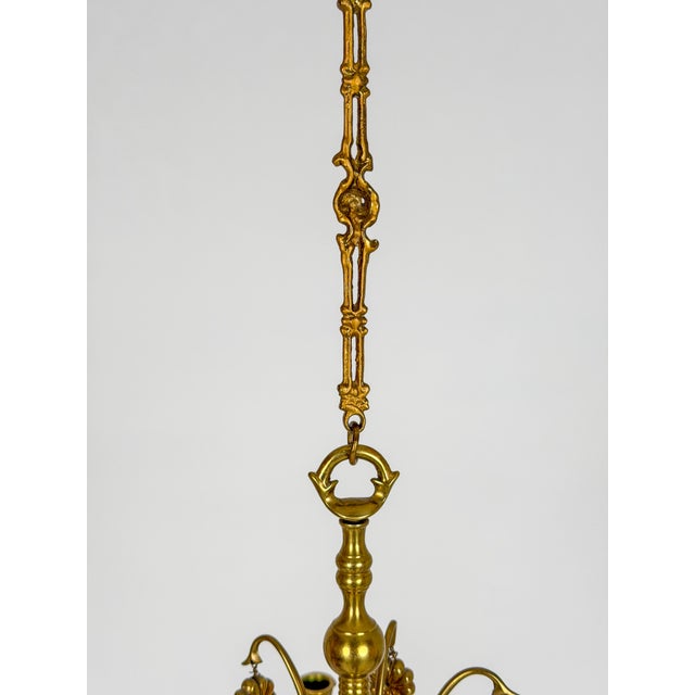 1920s 20th Century Swedish Brass Chandelier with Floral Motifs, 1920 For Sale - Image 5 of 10