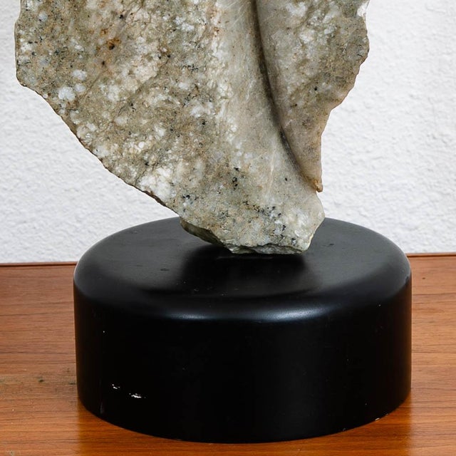 Stone Mid Century Modern Abstracted Stone Sculpture Statue Carved Marble With Wooden Base For Sale - Image 7 of 12