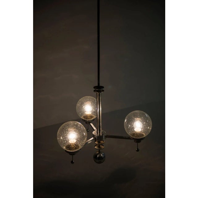 1930s Large Art Deco Chromed Steel Ceiling Lamp, 1930s For Sale - Image 5 of 8