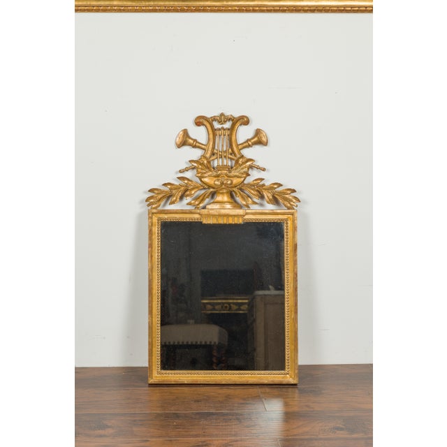 French Crested Giltwood Mirror with Carved Music Allegory, circa 1900 For Sale In Atlanta - Image 6 of 12