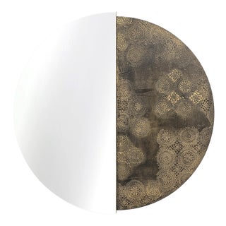 Geometric Gold Eclisse 900 Round Mirror by Disain1971 For Sale