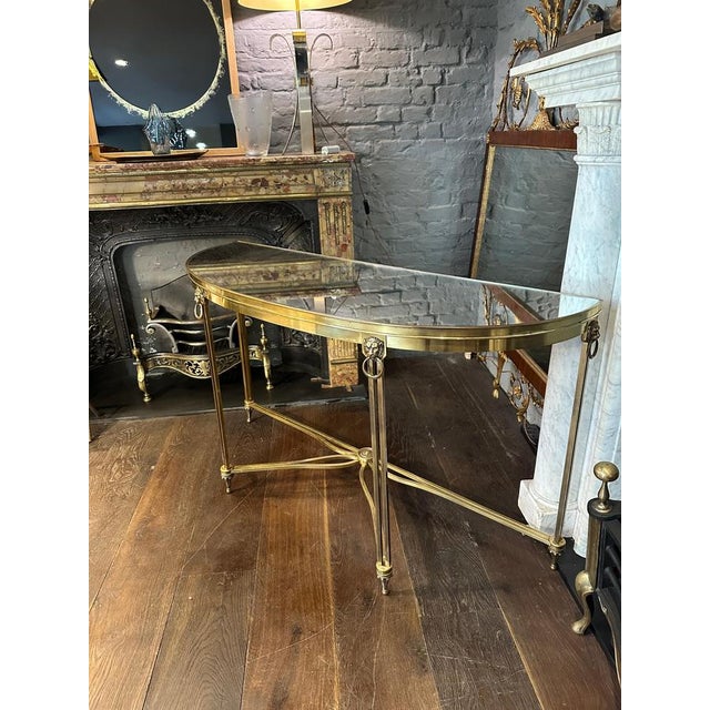 Large French Brass Demi-Lune Console Table, 1960 For Sale - Image 10 of 17