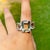 25.90 CTW Green Amethyst Three Stone Ring in sterling silver. You shall need these three stone ring to make a statement...
