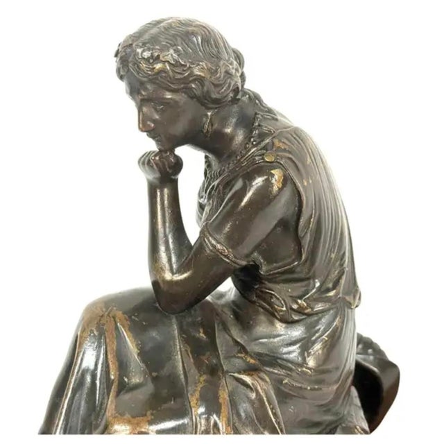 19th Century 19th Century French Bronze Woman With Lyre Sculpture For Sale - Image 5 of 9