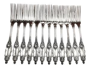12 Dessert Forks in Silver, 1890s, Set of 12