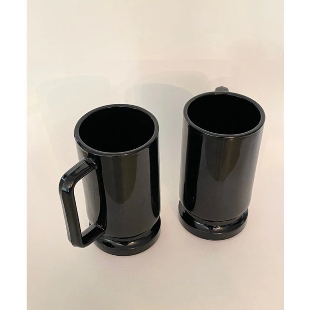 Indiana Glass Company Mid-Century Black Glass Mugs- Set of 2 For Sale - Image 4 of 5