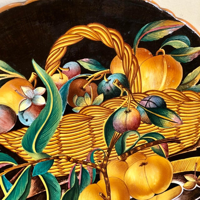Early 20th Century Large Antique Robbia Italy Majolica Fruit Charger For Sale - Image 5 of 7