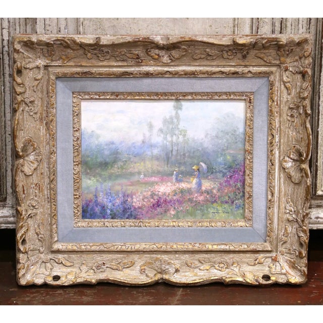 Mid 20th Century Mid-Century Impressionist Garden Landscape Oil Painting Signed Marion Rice For Sale - Image 5 of 12