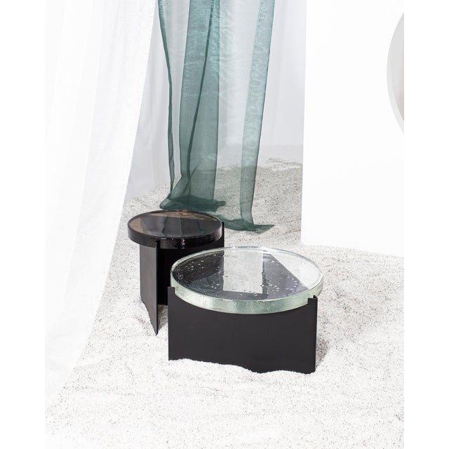 Alwa One Big Side Table with Transparent Top & Brushed Stainless Steel Base by Sebastian Herkner for Pulpo For Sale - Image 4 of 7