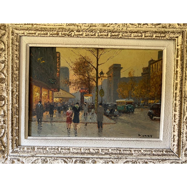 This beautiful oil on canvas depicts a view of Paris in a Montparnasse setting. It is a French work by Audry. Circa 1930
