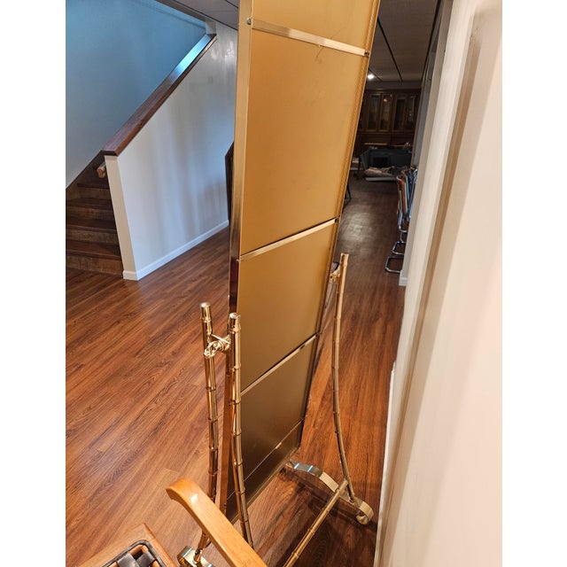 Mid-Century Modern Hollywood Regency George Koch Sons Brass Bamboo Cheval Mirror For Sale - Image 3 of 9