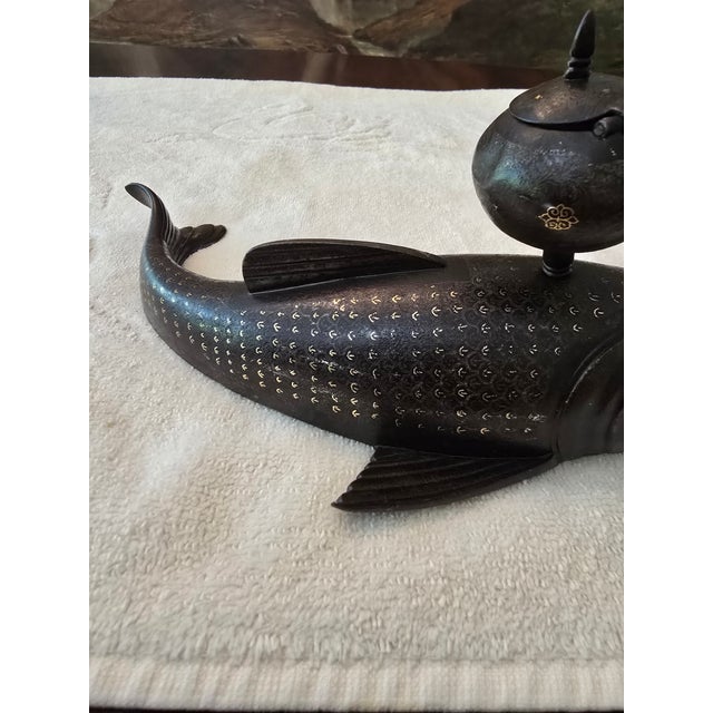 Antique 24k Gold Inlaid Asian Fish Inkwell For Sale - Image 13 of 15