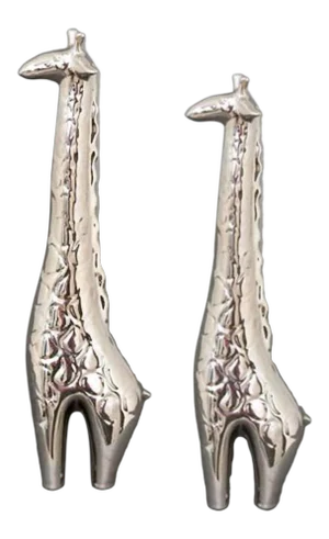 1970s Vintage Jaru Giraffe Silvered Mid-Century Art Pottery Sculptures
