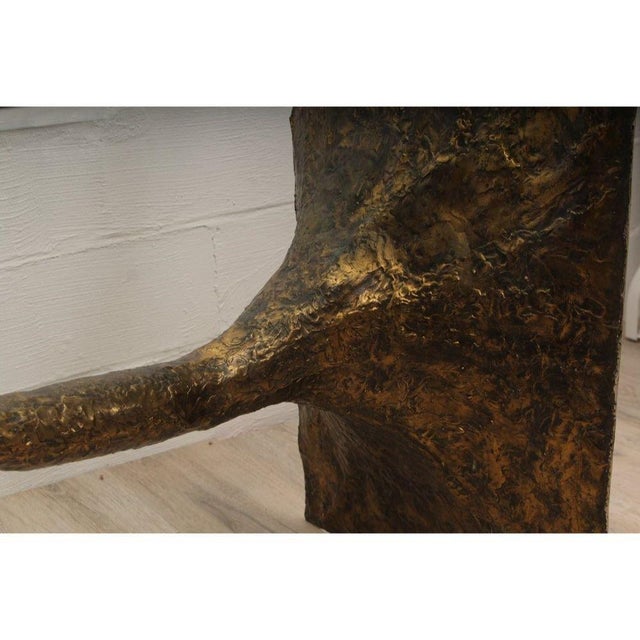 Metal Vintage Silas Seandel Brutalist Bronze Console Table For Sale - Image 7 of 12