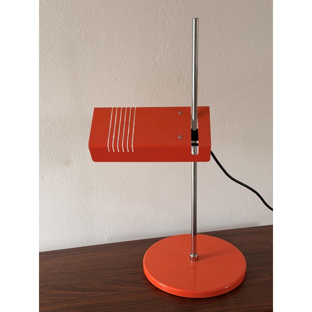Space Age Height-Adjustable Orange Desk Lamp, 1970s For Sale - Image 10 of 10