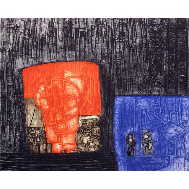 Abstract Francois Marange "Promenade" Signed & Numbered Collagraph For Sale