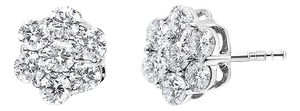 14KT White Gold 1 cttw Diamond Composite Stud Earrings
