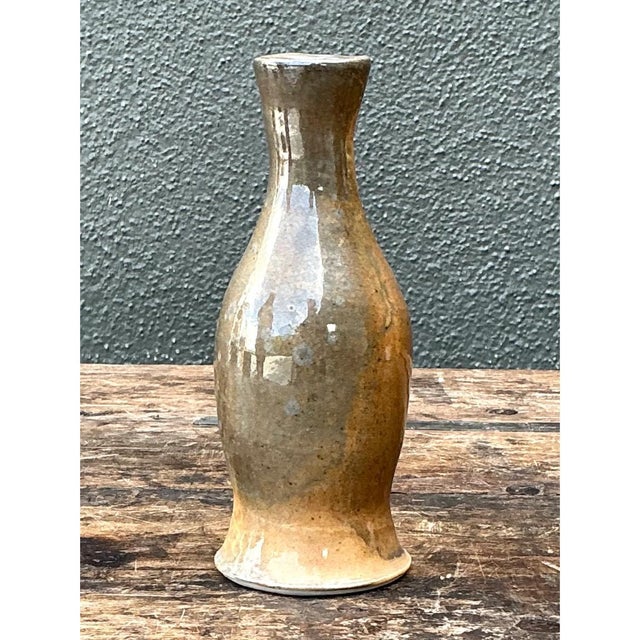 Vintage Glazed Ceramic Vase For Sale - Image 4 of 12
