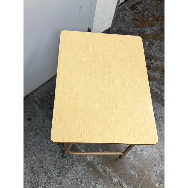 Mid 20th Century Lift-Top Metal + Wood School Desk, Mid 20th Century For Sale - Image 5 of 12