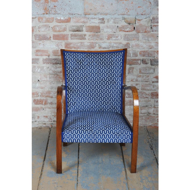 Textile Art Deco Armchairs in Walnut, 1920s, Set of 2 For Sale - Image 7 of 15