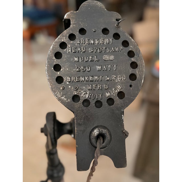 Metal Vintage 1930’s Theatre Spot Light Cast Iron Floor Lamp - Brenkert For Sale - Image 7 of 10