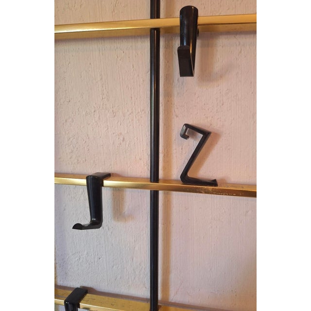 Wall-Mounted Brass and Metal Coat and Hat Rack, 1960s For Sale - Image 12 of 13