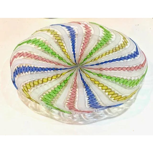 Pink Mid-Century Murano Italy Venini Latticino Bowl For Sale - Image 8 of 8