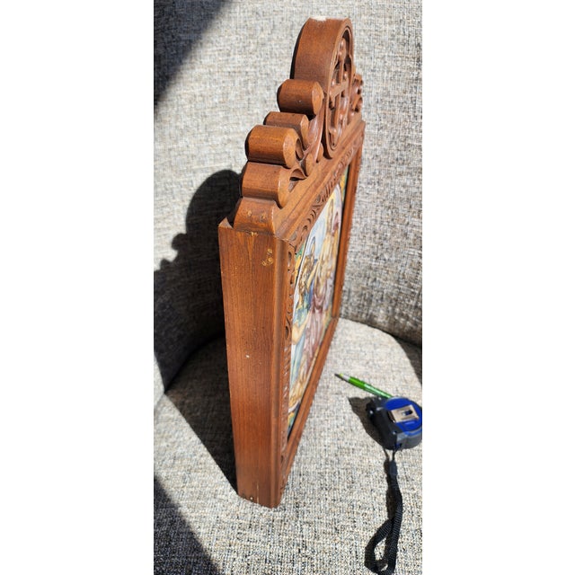 Antique Early 19th Century Italian "Stations of the Cross" Framed Hand Painted Terracota Tile For Sale - Image 12 of 12