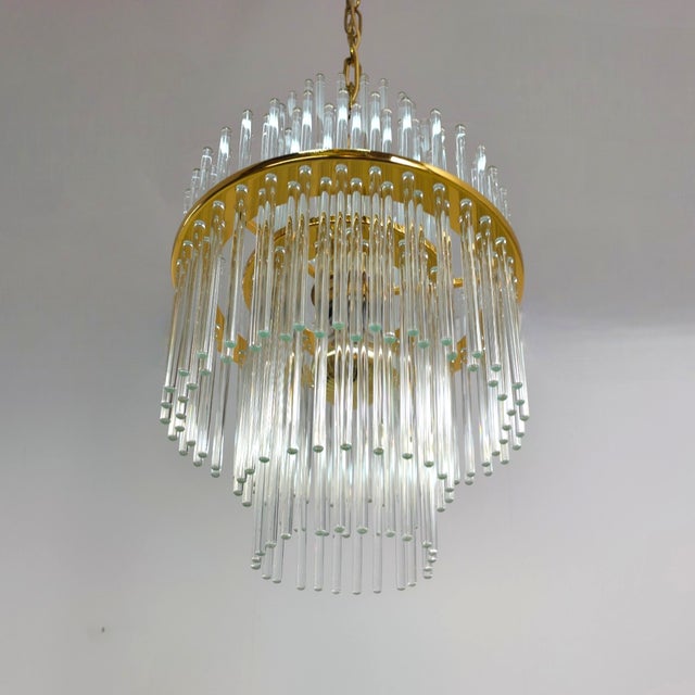 Mid-Century Glass and Brass Chandelier by Christoph Palme for Palwa, 1970s For Sale - Image 9 of 10
