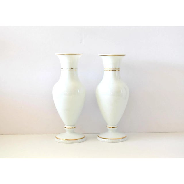 Brown 19th-Century Antique French Sepia Grisaille White Opaline Glass Baluster Vases - a Pair For Sale - Image 8 of 13