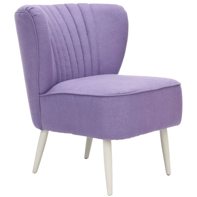 Our retro inspired chair, shown in lively lavender fabric, is full of personality despite it's simple silhouette....
