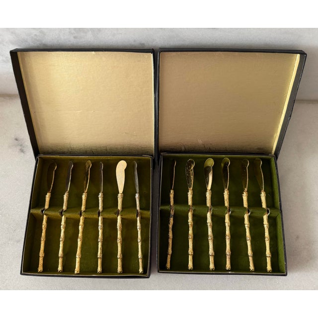 Vintage Gold Plated Bamboo Cocktail Knives - Set of 6 For Sale - Image 9 of 11