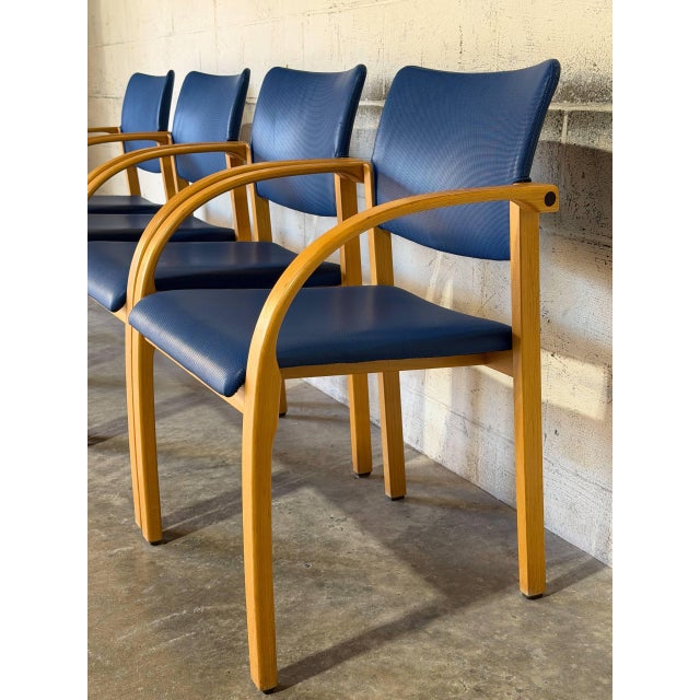 Blue Nr. Søby Møbelpolstring Blue Upholstered Armchairs Set of 4 Danish Mid-Century Modern 1980s For Sale - Image 8 of 14