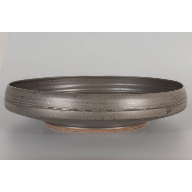 Vintage Grey Studio Pottery Centerpiece Bowl For Sale In Orlando - Image 6 of 12