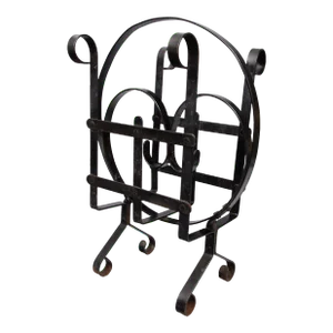 Mid 20th Century French Black Wrought Iron Magazine Rack