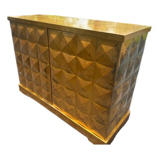 1970s Barbara Barry for Baker Mid Century Diamond Gold Leaf Cabinet Credenza, Attributed For Sale