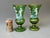 This Antique Vintage Mary Gregory Green + Gold 10" Tall Vase Pair of 2 - Girl & Boy Set is stunning. The matching set...