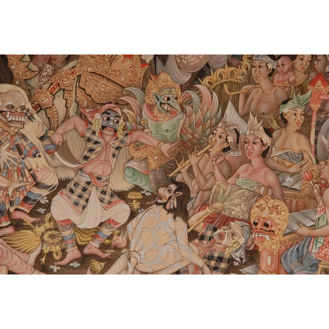 Vintage 1960s Indonesian Javanese Oil Painting on Linen Carnival on ...
