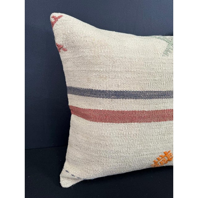 Turkish Hemp Pillow Cushion Natural Beige Red Cushion Cover 20"x20" #30684 Enhance your home decor with our Kilim Pillow...
