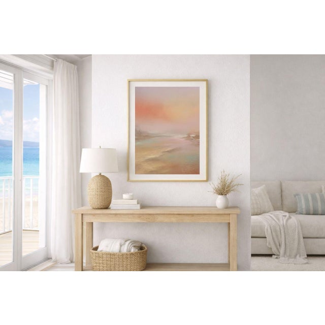 Abstract Coastal Sunset Wall Art, Beach Seascape Print, Pastel Ocean Landscape Art, 24″ × 36″ For Sale - Image 4 of 9