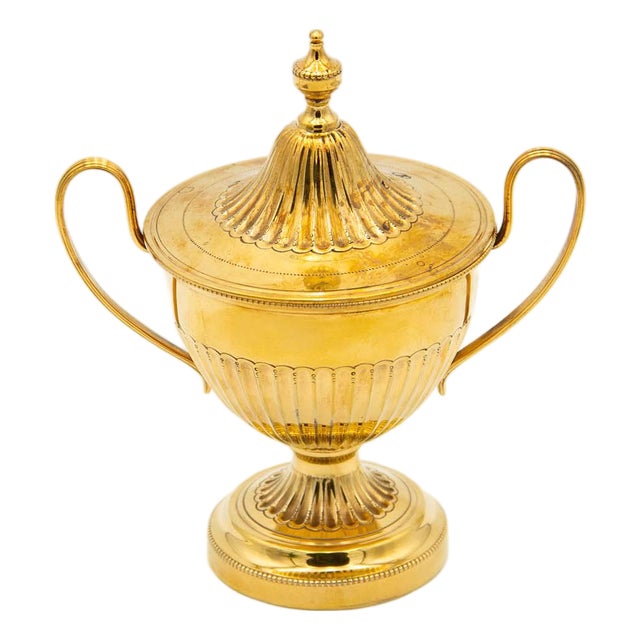 Fluted Gold-Plated Silver Candy Box For Sale