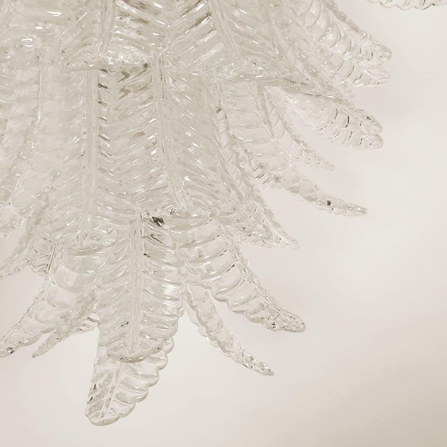 Metal Murano Glass Leaves Chandelier For Sale - Image 7 of 9